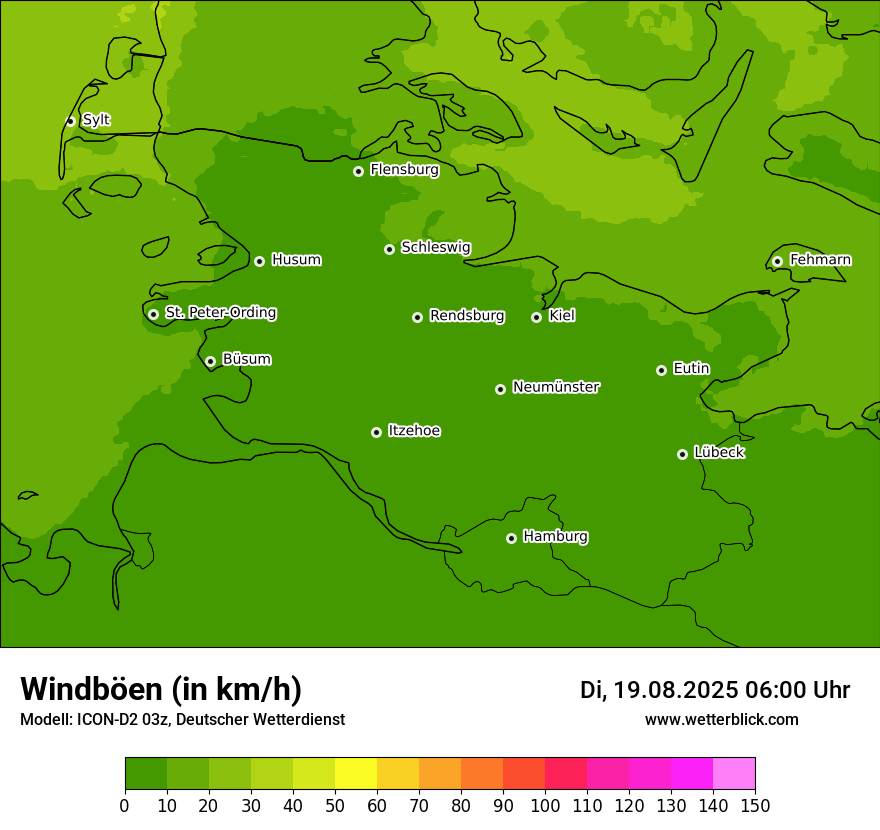 Modellkarten Windgeschwindigkeit