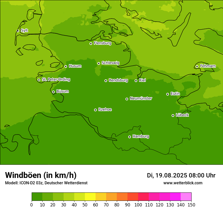 Modellkarten Windgeschwindigkeit