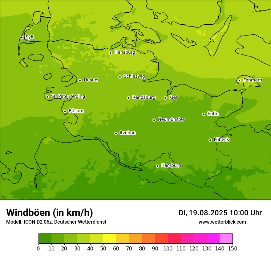 Modellkarten Windgeschwindigkeit
