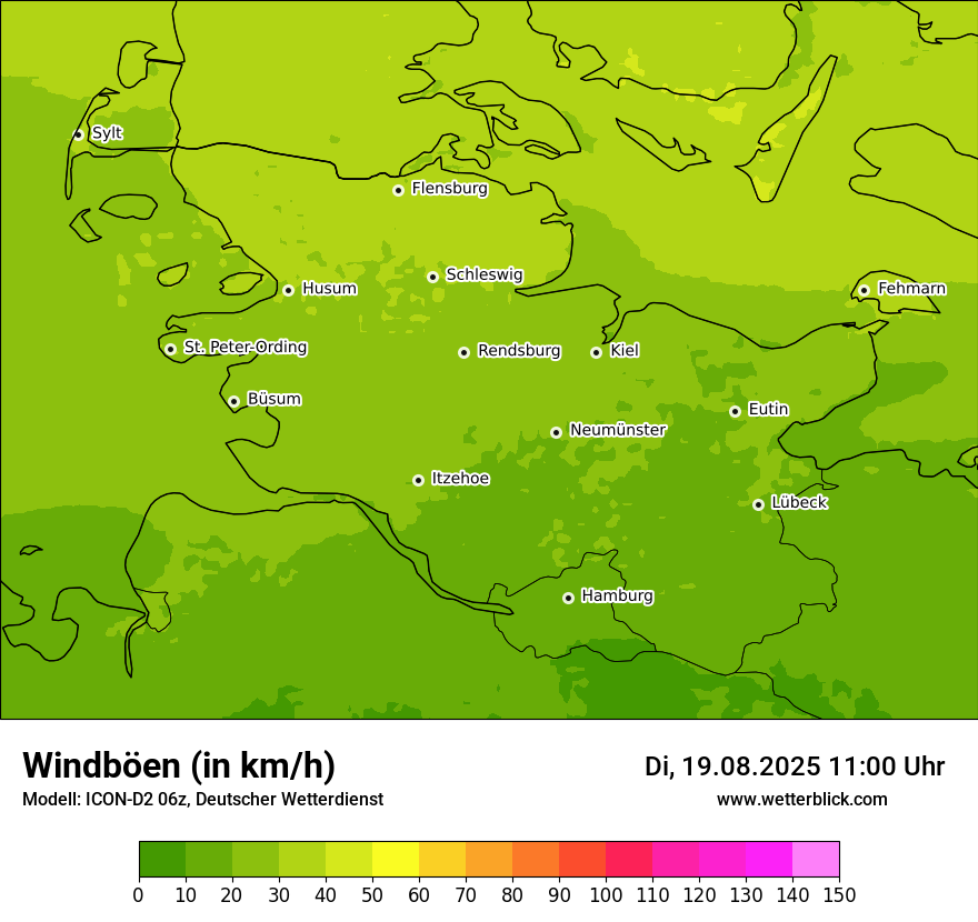 Modellkarten Windgeschwindigkeit