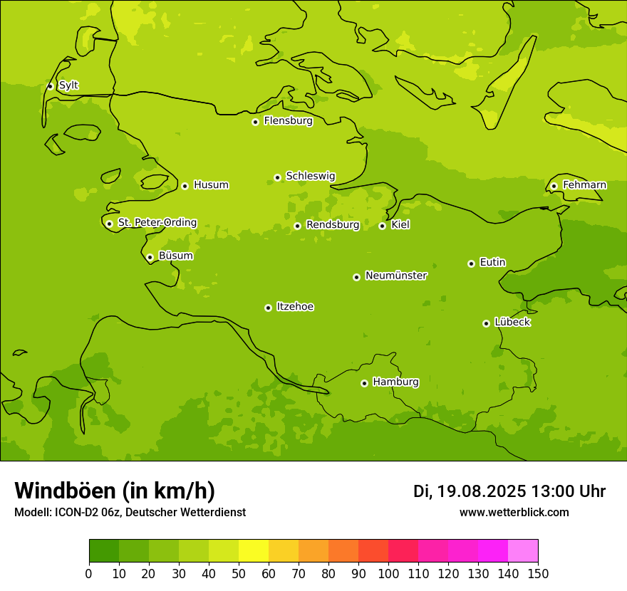 Modellkarten Windgeschwindigkeit