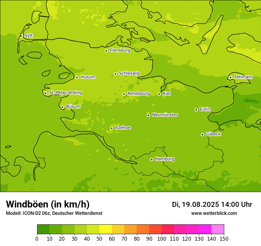 Modellkarten Windgeschwindigkeit