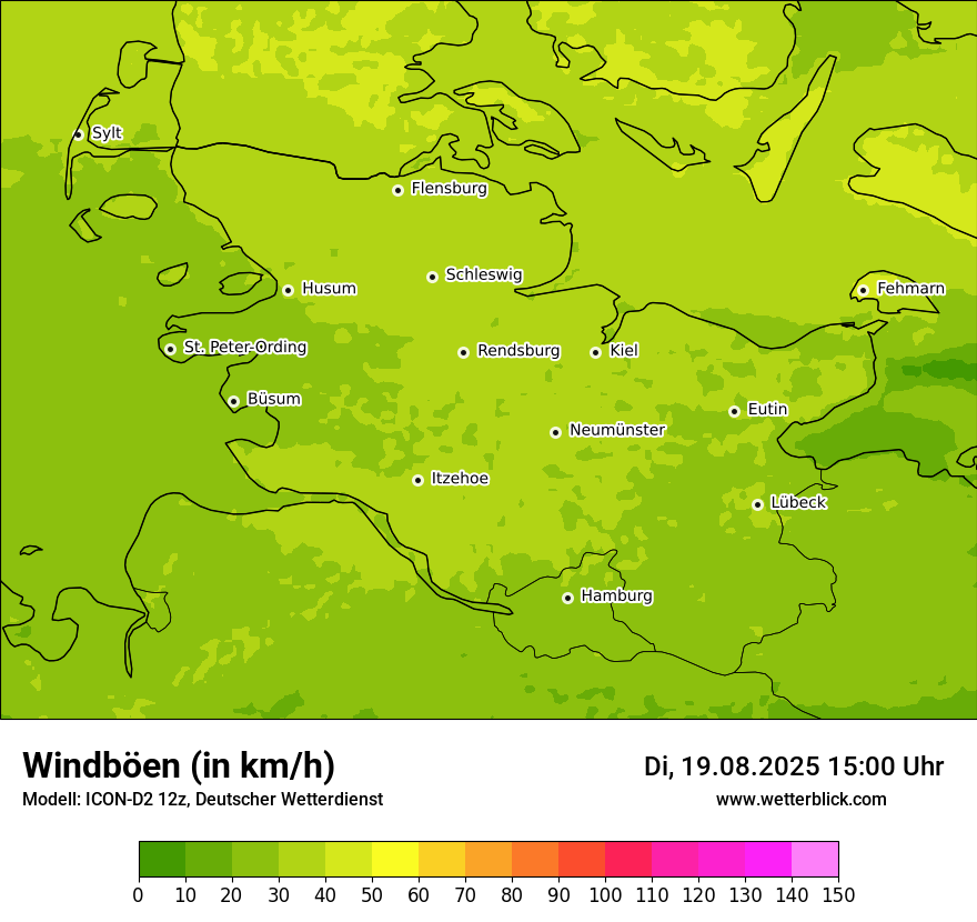 Modellkarten Windgeschwindigkeit