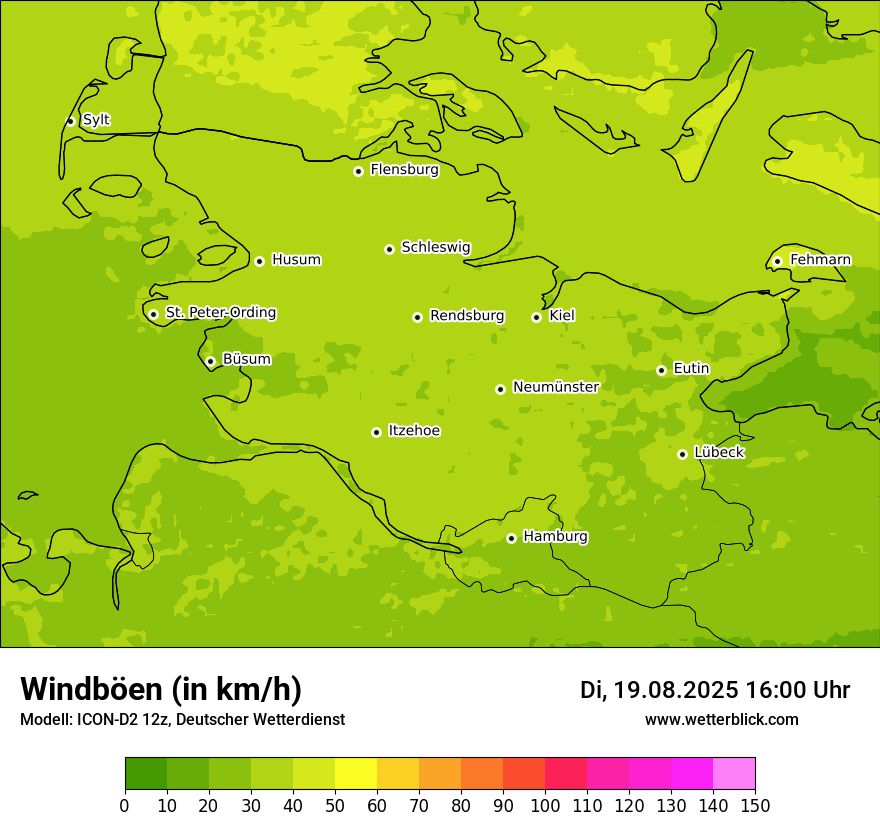 Modellkarten Windgeschwindigkeit