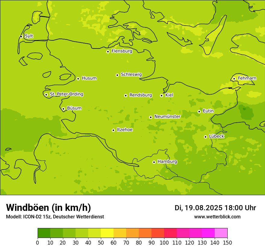 Modellkarten Windgeschwindigkeit