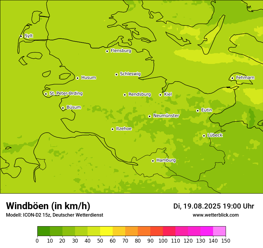 Modellkarten Windgeschwindigkeit
