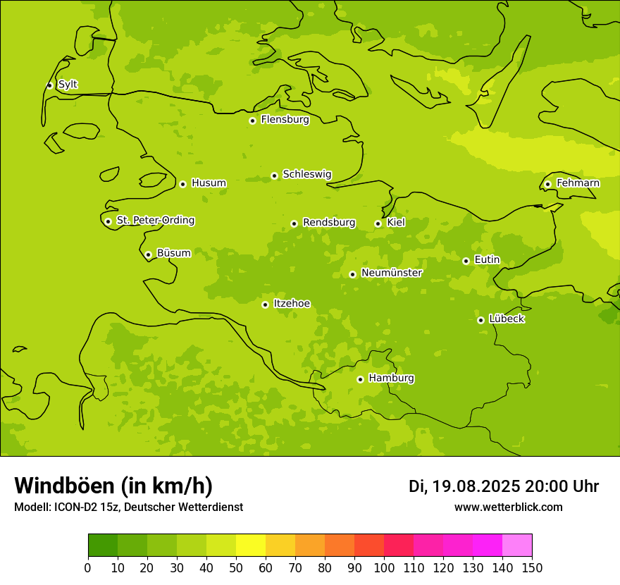 Modellkarten Windgeschwindigkeit