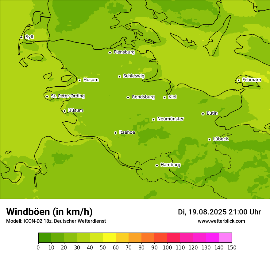 Modellkarten Windgeschwindigkeit