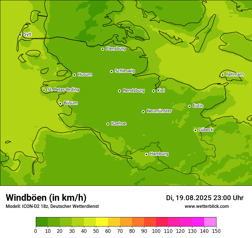 Modellkarten Windgeschwindigkeit