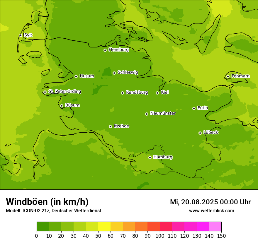 Modellkarten Windgeschwindigkeit