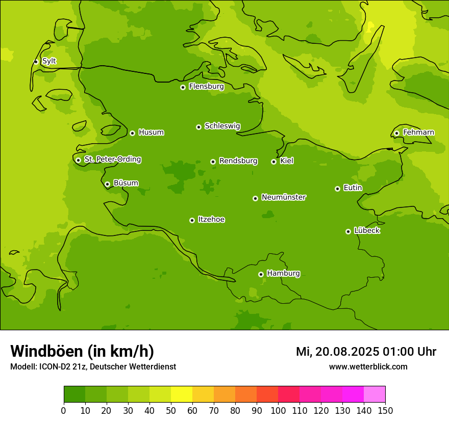 Modellkarten Windgeschwindigkeit