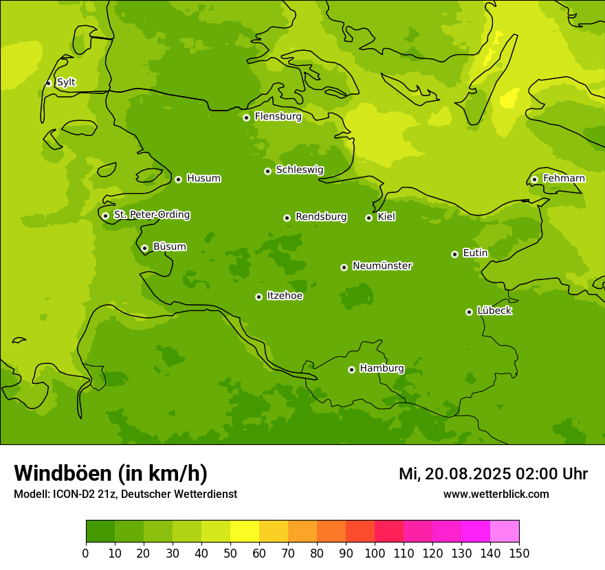 Modellkarten Windgeschwindigkeit