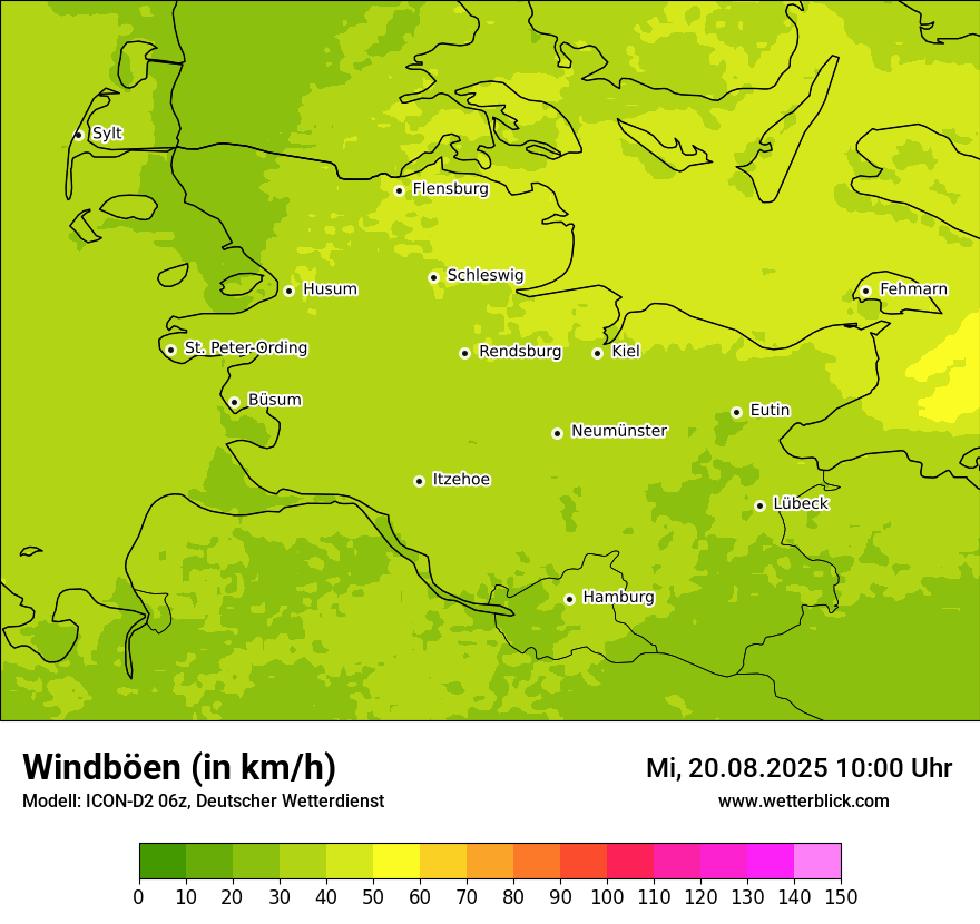 Modellkarten Windgeschwindigkeit