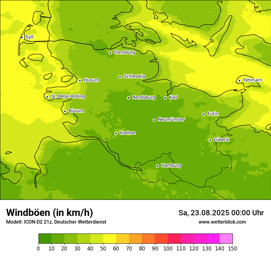 Modellkarten Windgeschwindigkeit