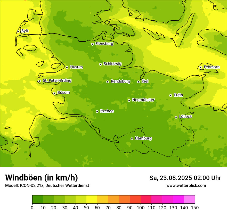 Modellkarten Windgeschwindigkeit