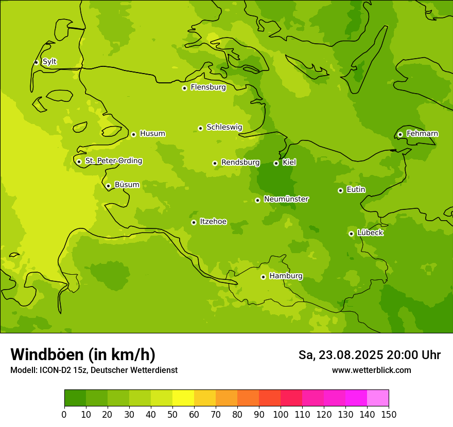 Modellkarten Windgeschwindigkeit