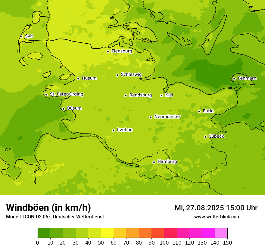 Modellkarten Windgeschwindigkeit