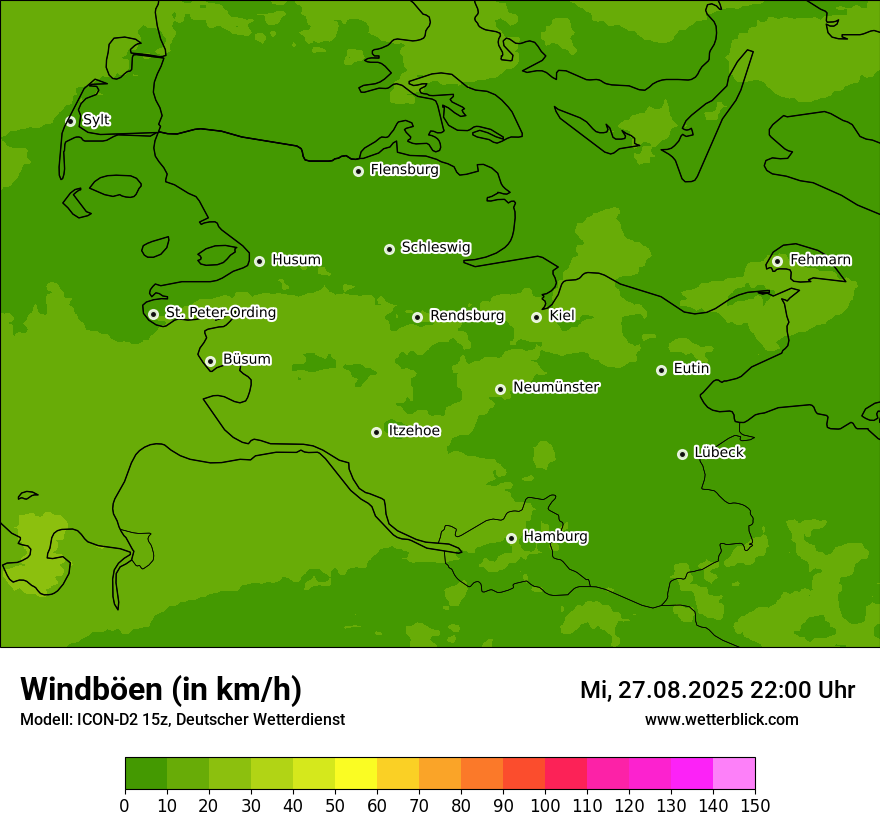 Modellkarten Windgeschwindigkeit