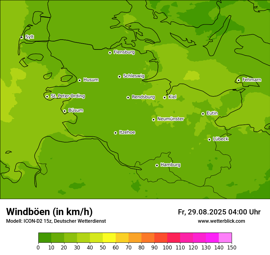 Modellkarten Windgeschwindigkeit