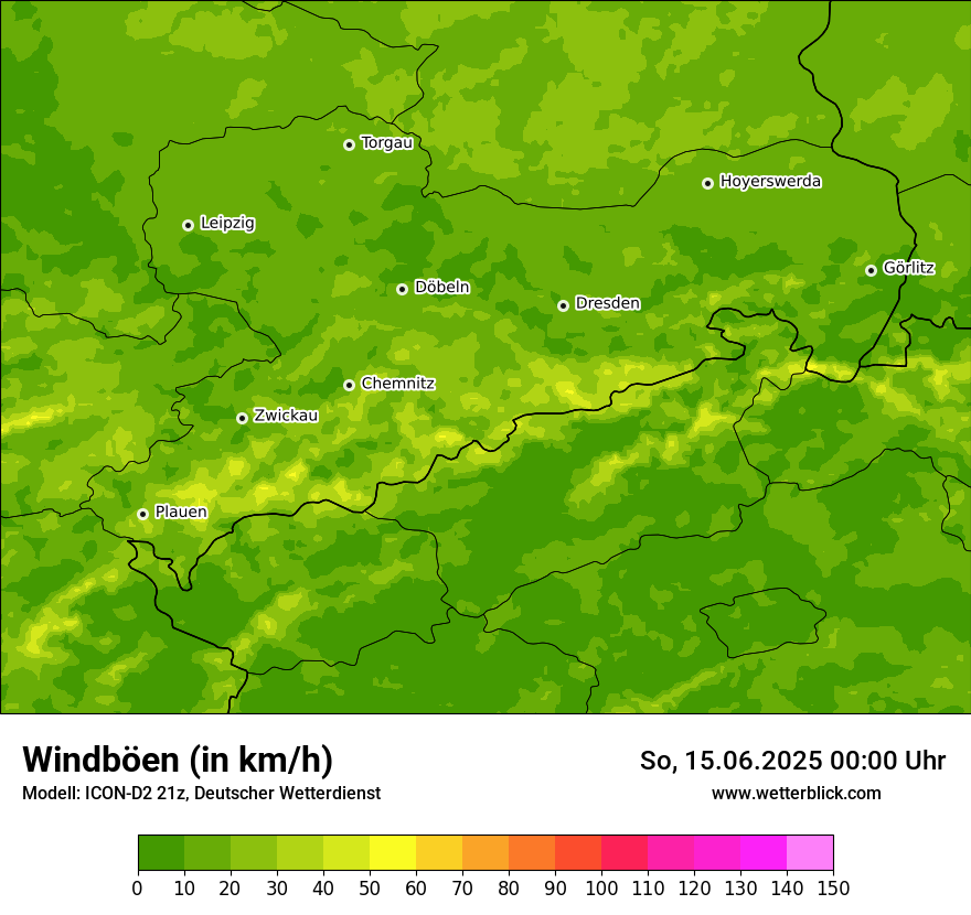 Modellkarten Windgeschwindigkeit
