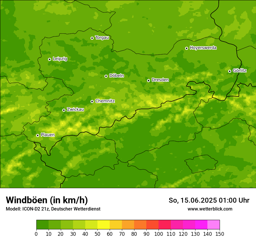 Modellkarten Windgeschwindigkeit