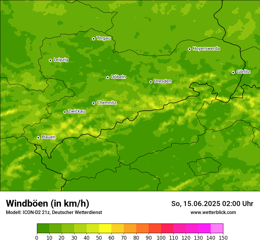 Modellkarten Windgeschwindigkeit