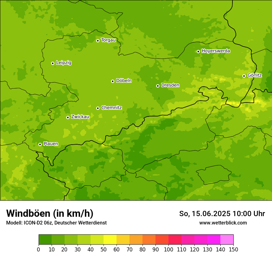 Modellkarten Windgeschwindigkeit