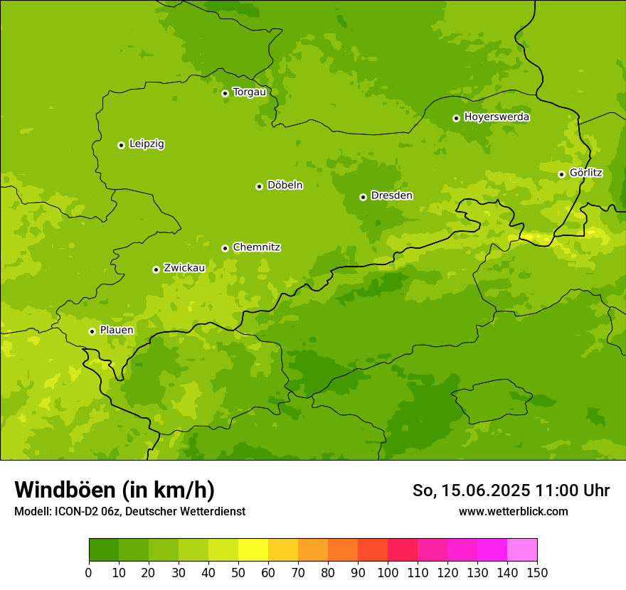 Modellkarten Windgeschwindigkeit