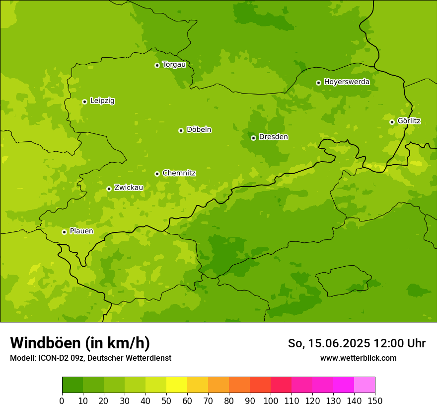 Modellkarten Windgeschwindigkeit