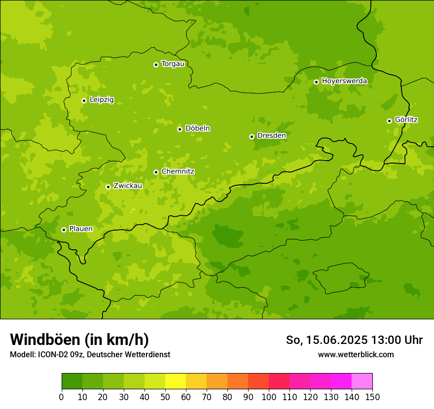 Modellkarten Windgeschwindigkeit
