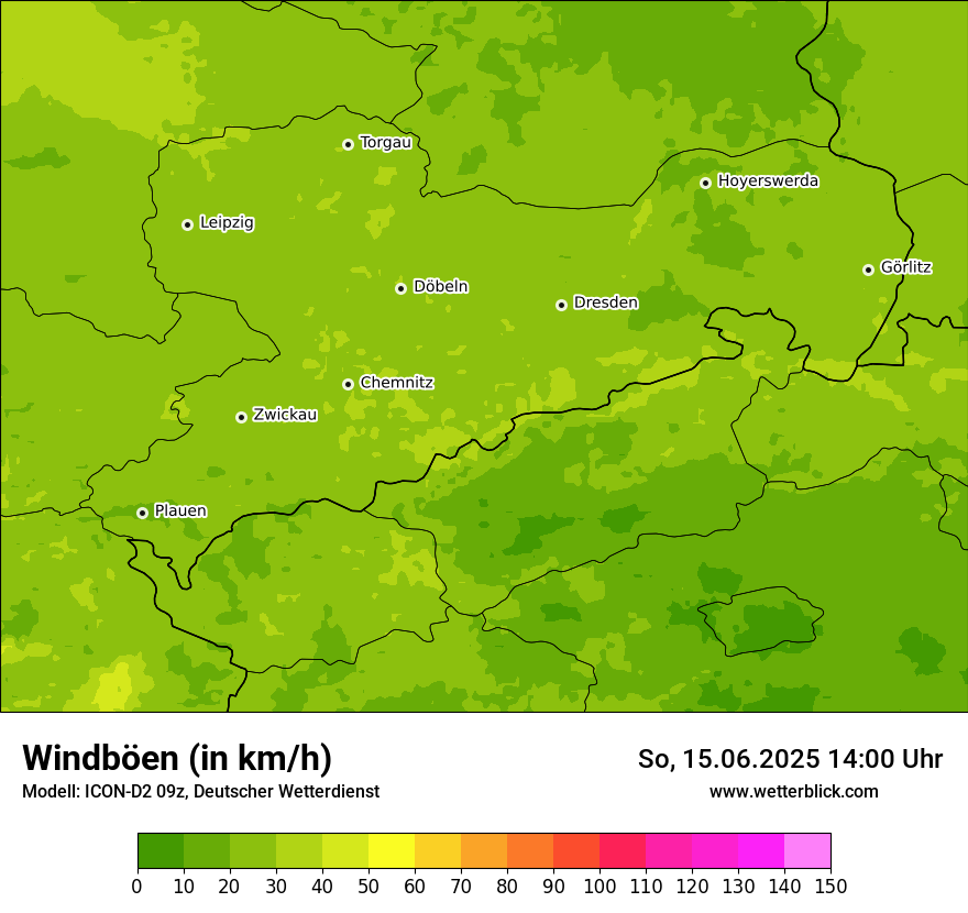 Modellkarten Windgeschwindigkeit