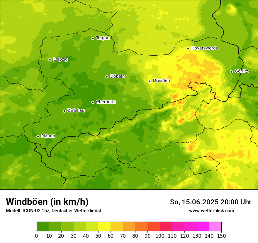 Modellkarten Windgeschwindigkeit