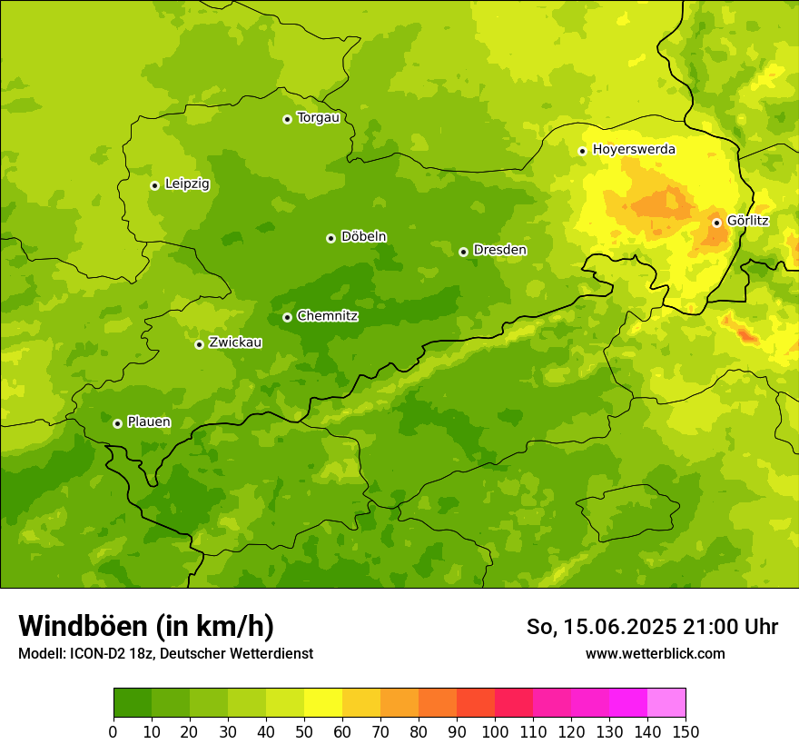 Modellkarten Windgeschwindigkeit