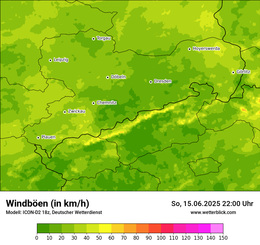 Modellkarten Windgeschwindigkeit