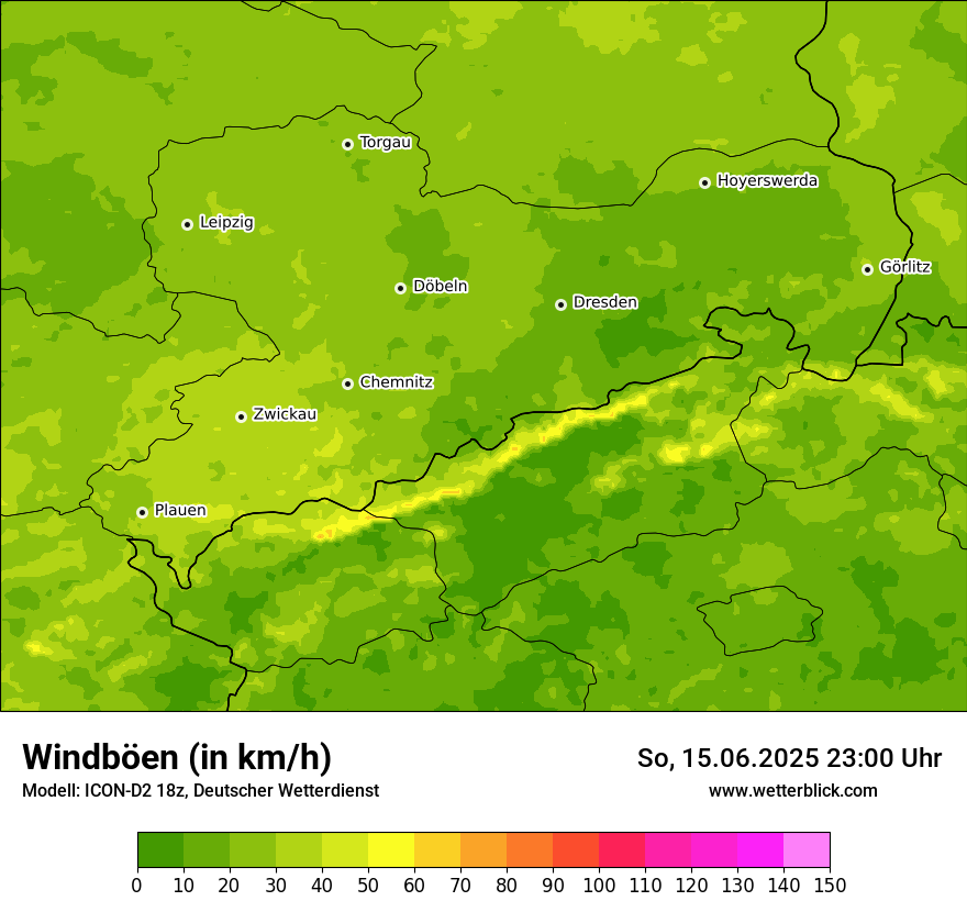 Modellkarten Windgeschwindigkeit