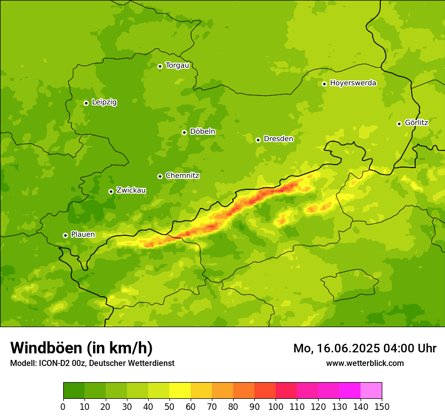 Modellkarten Windgeschwindigkeit