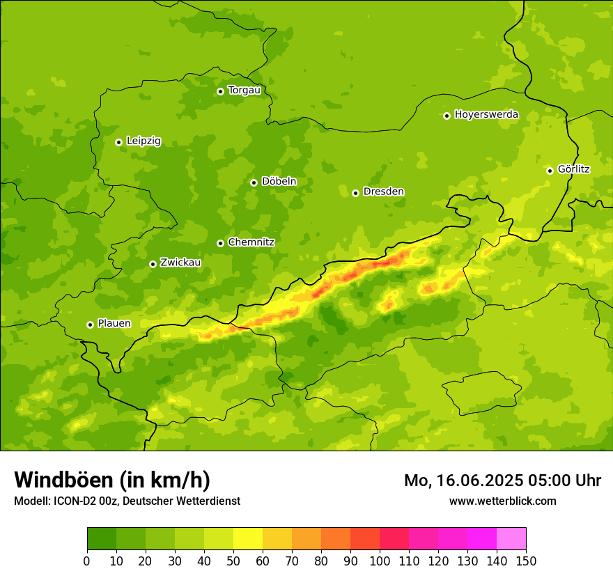 Modellkarten Windgeschwindigkeit