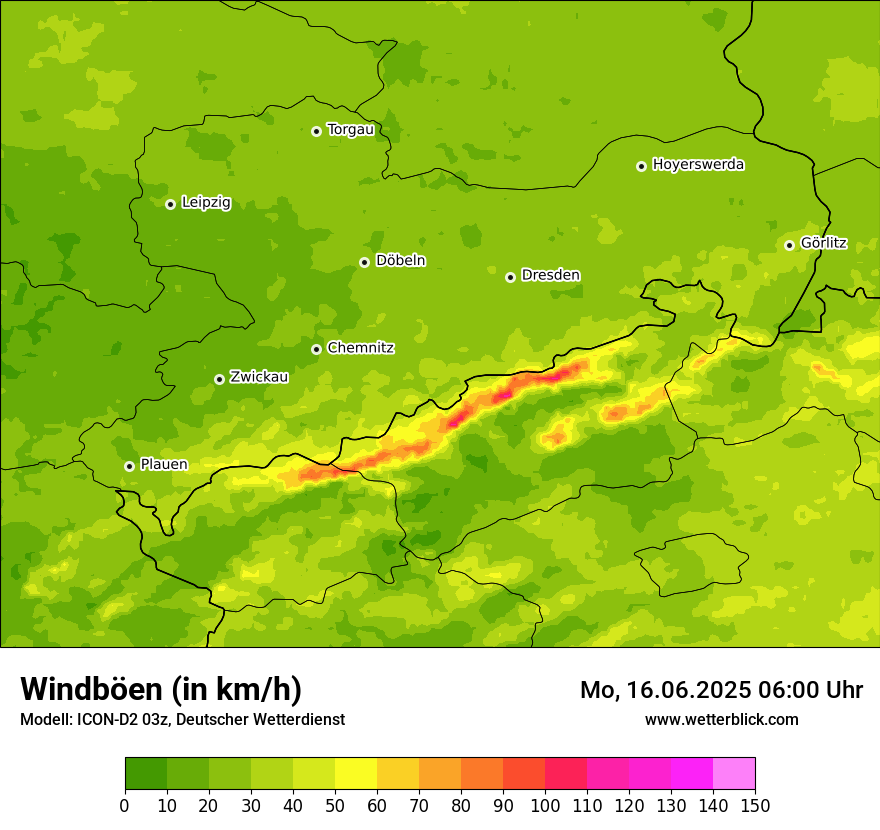Modellkarten Windgeschwindigkeit