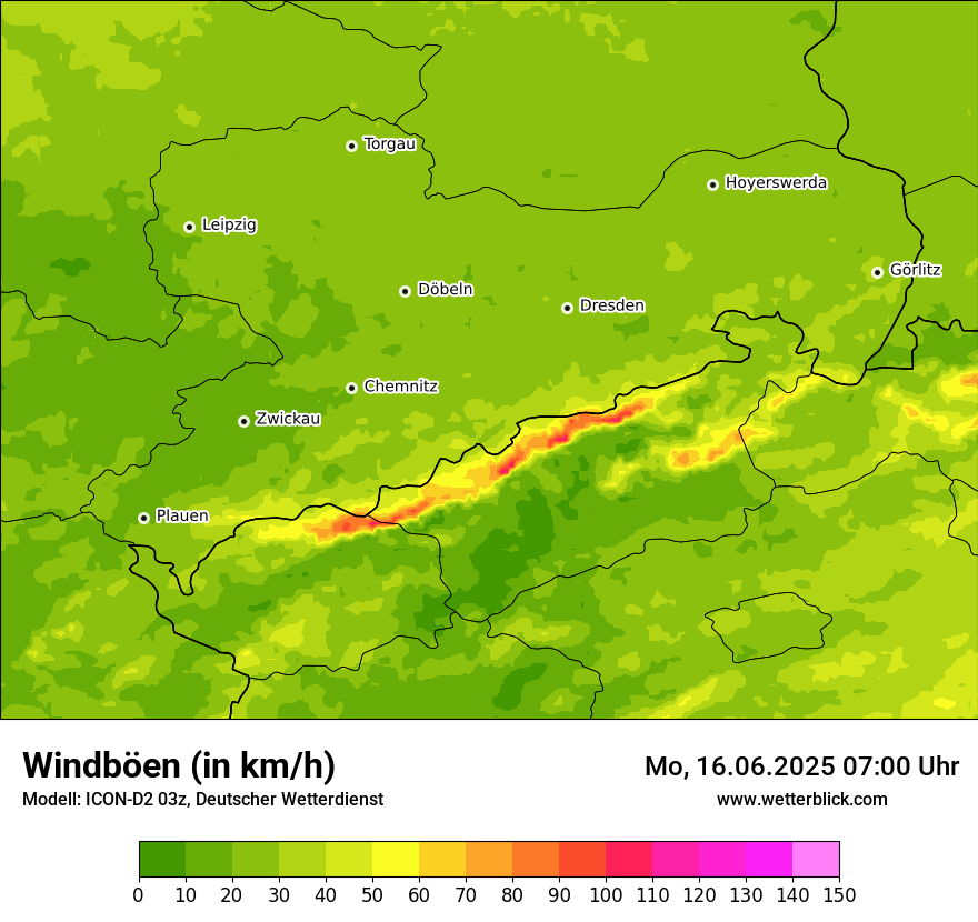 Modellkarten Windgeschwindigkeit