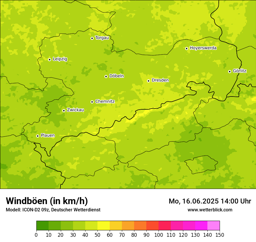 Modellkarten Windgeschwindigkeit