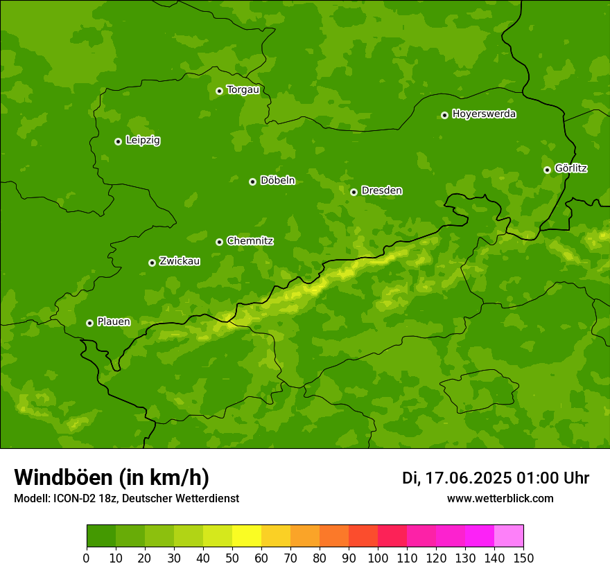 Modellkarten Windgeschwindigkeit