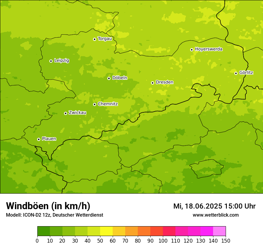 Modellkarten Windgeschwindigkeit