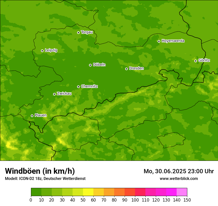 Modellkarten Windgeschwindigkeit