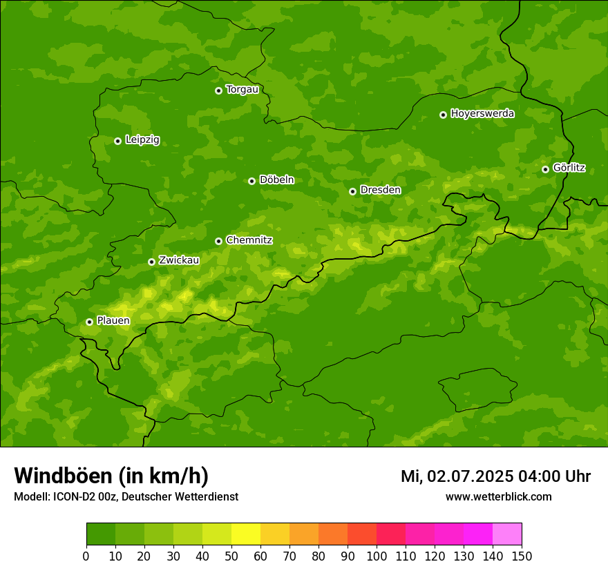 Modellkarten Windgeschwindigkeit