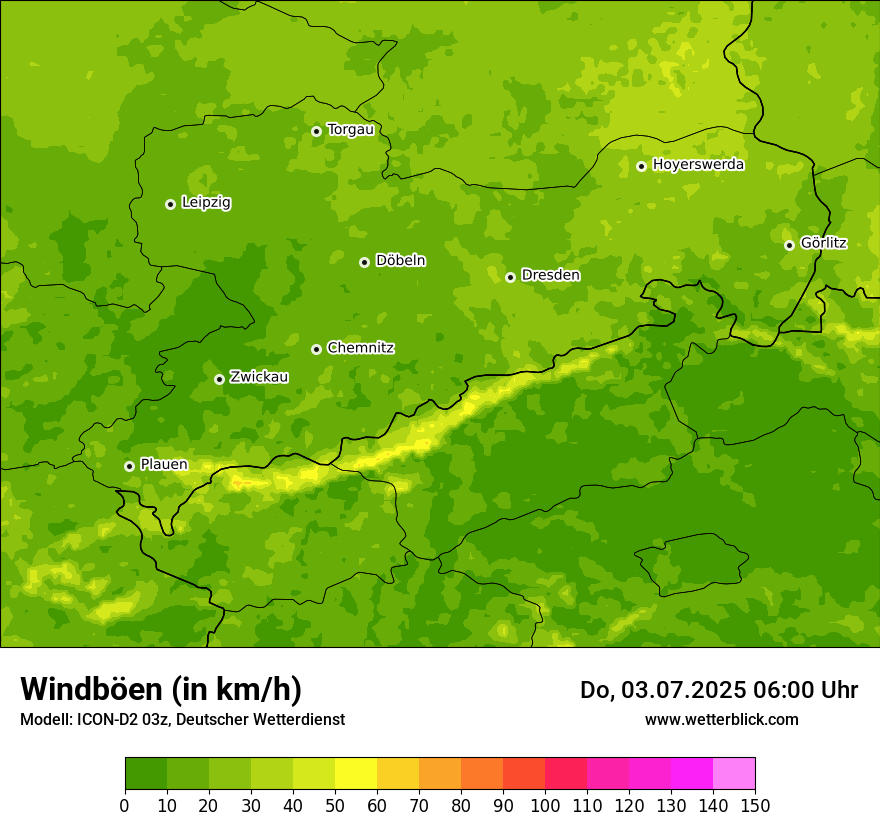 Modellkarten Windgeschwindigkeit