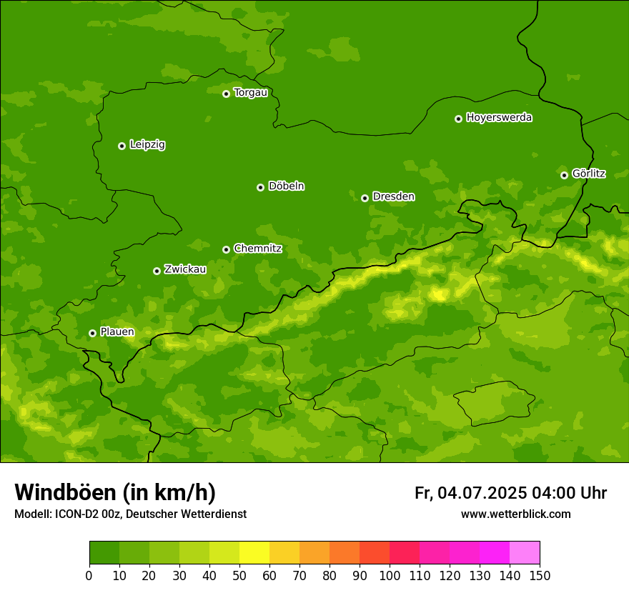 Modellkarten Windgeschwindigkeit