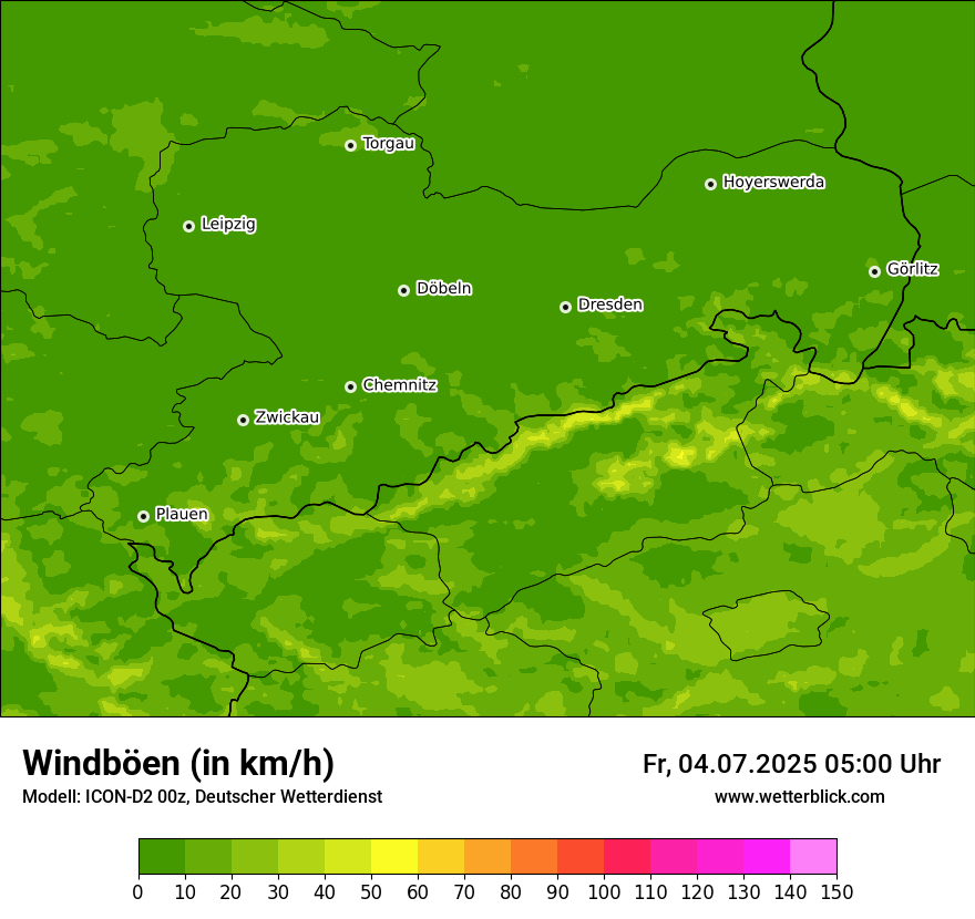 Modellkarten Windgeschwindigkeit