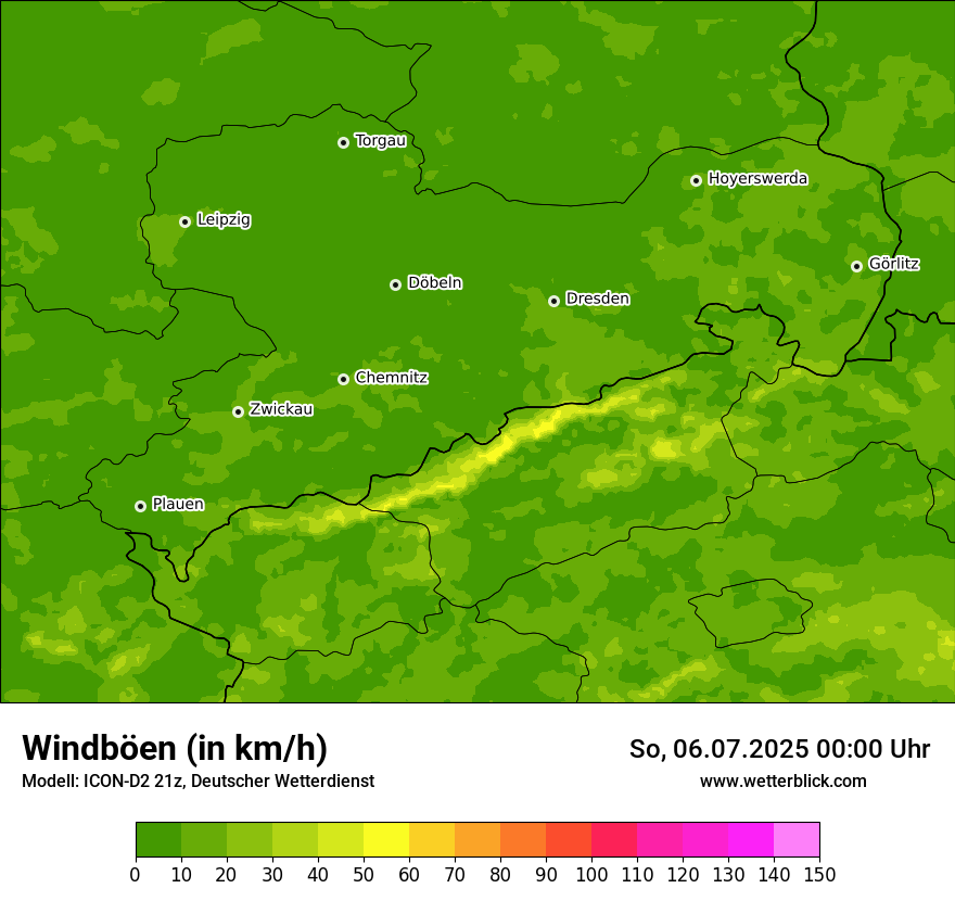 Modellkarten Windgeschwindigkeit