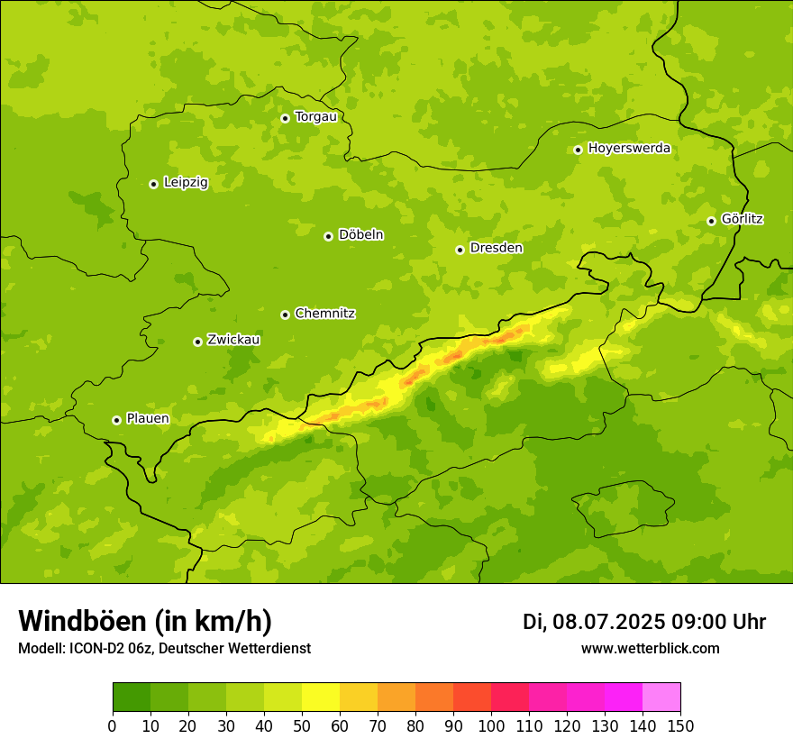 Modellkarten Windgeschwindigkeit