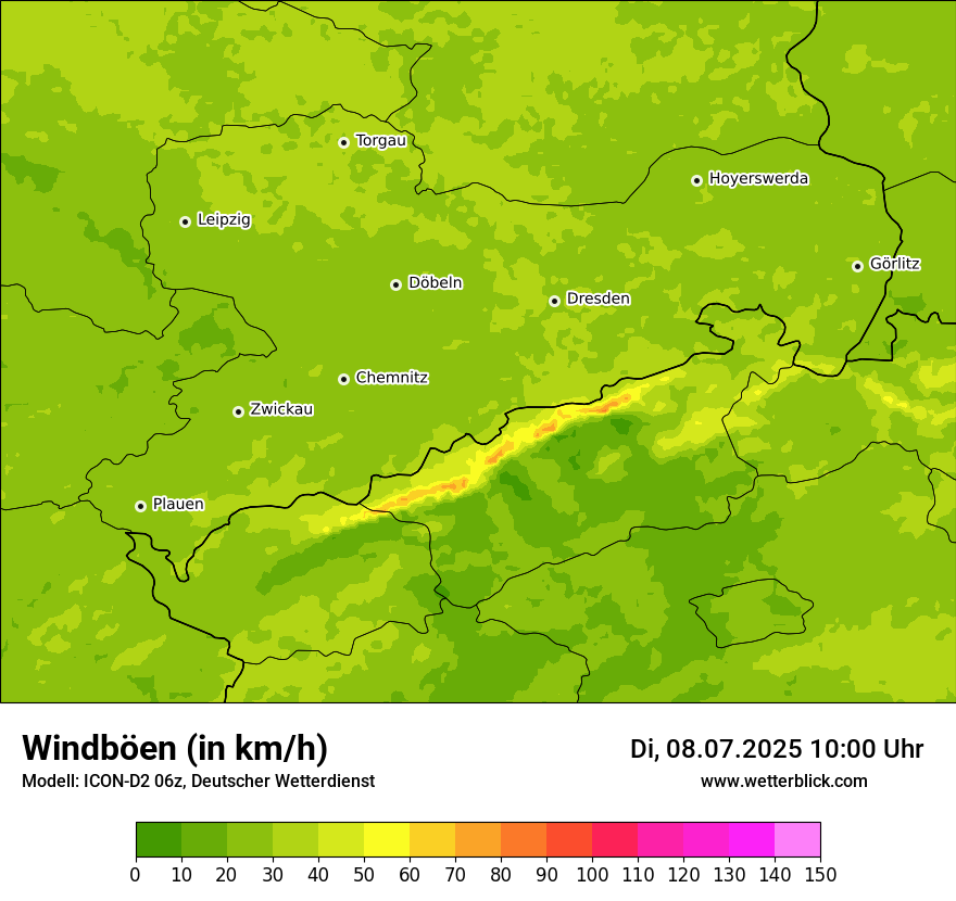 Modellkarten Windgeschwindigkeit